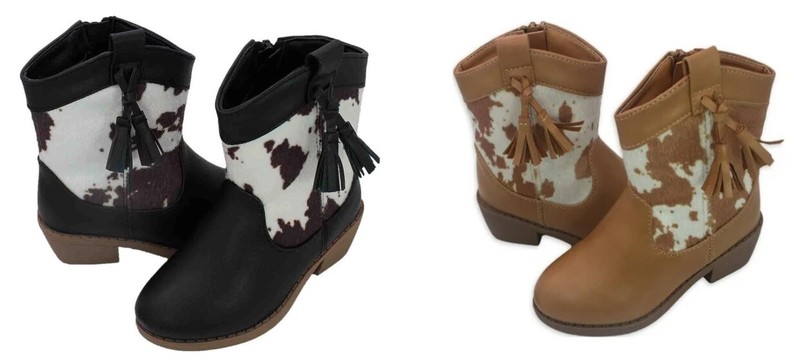 Toddler Girls Cowboy Boots Size 7 8 9 or 10 Cow Print Tan or Black