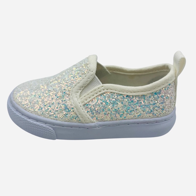 Toddler Girls' Madigan Glitter Slip On Sneakers White Pull On Cat & Jack New