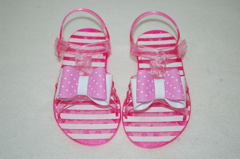 Toddler Girls PINK GEL SANDALS Open Toe PINK WHITE BOW Ankle Strap 7 8 9 10 11