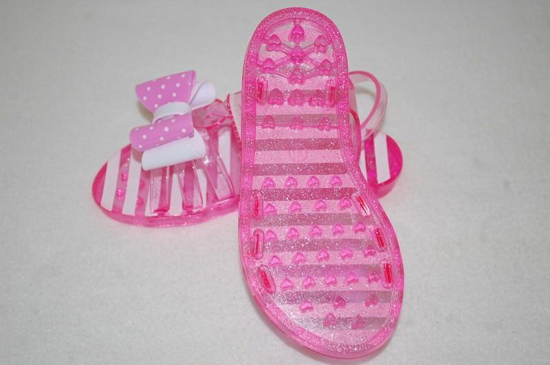 Toddler Girls PINK GEL SANDALS Open Toe PINK WHITE BOW Ankle Strap 7 8 9 10 11
