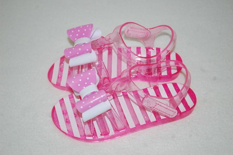 Toddler Girls PINK GEL SANDALS Open Toe PINK WHITE BOW Ankle Strap 7 8 9 10 11