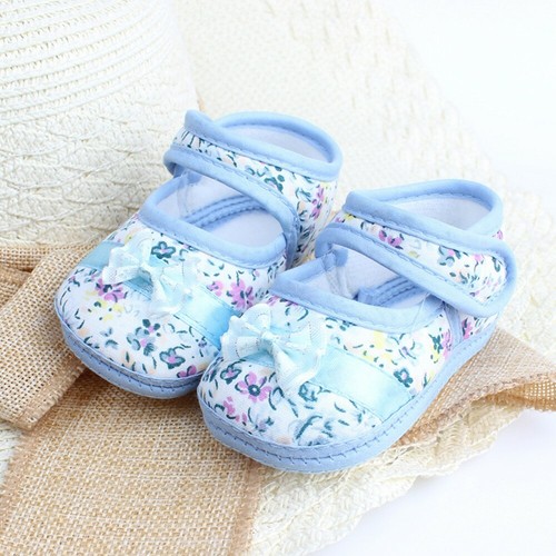 Toddler Newborn Infant Baby Girl Soft Sole Bowknot Floral Anti-slip Casual Shoes