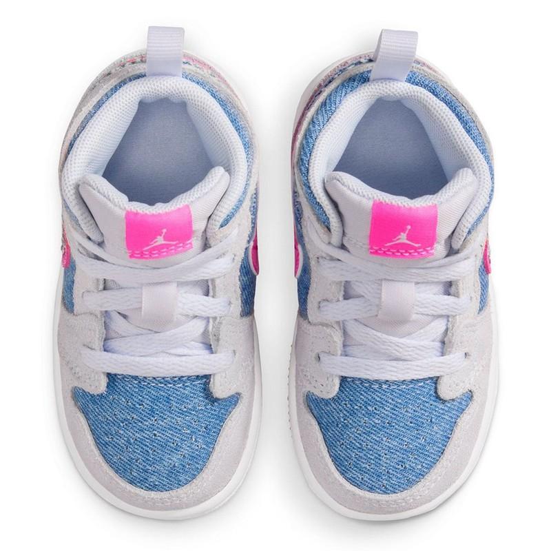 Toddler's Jordan 1 Mid SE "Denim Sequin" Cobalt Bliss/Pink Glow-White (HQ2000