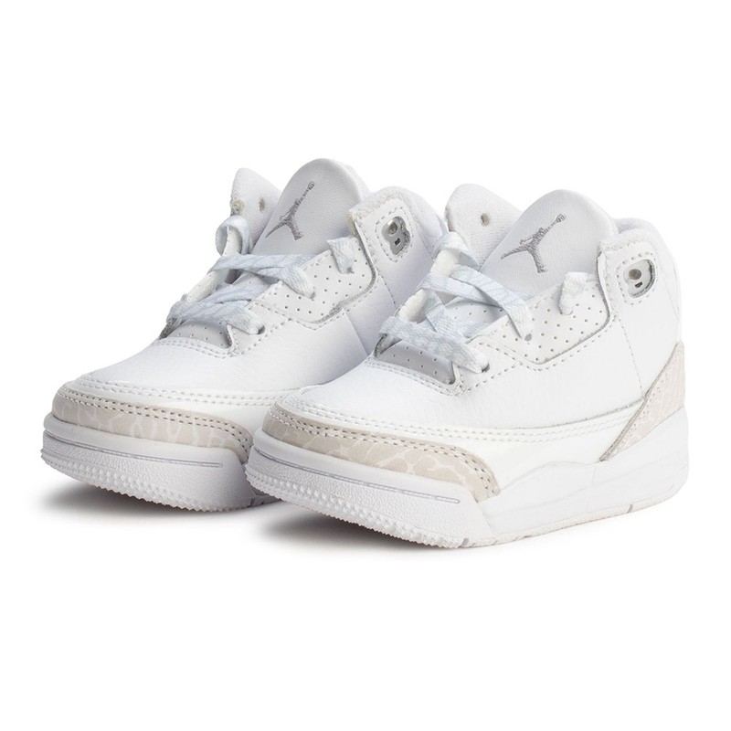 Toddler's Jordan 3 Retro White/Metallic Silver-White (DM0968 111)