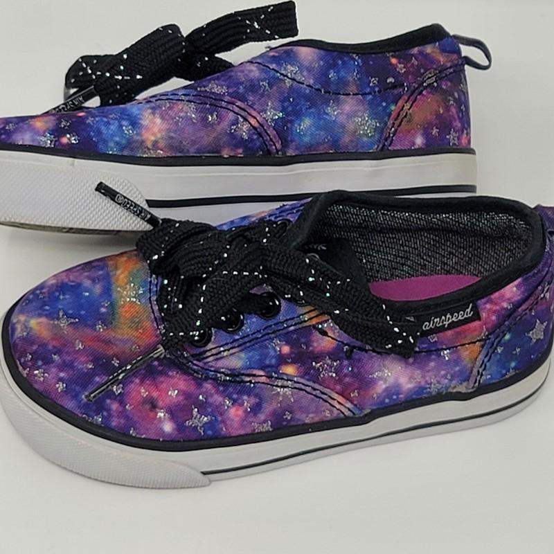 Toddler Shoes Size 7 Galaxy Sneakers Lace Up Canvas Skateboard Style Space Stars