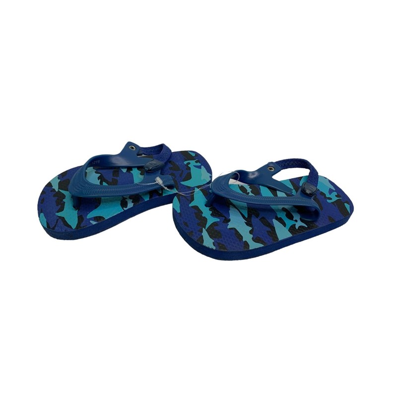 Toddler Size 7 8 Blue Camo Flip Flop Sandals Sharks Thongs