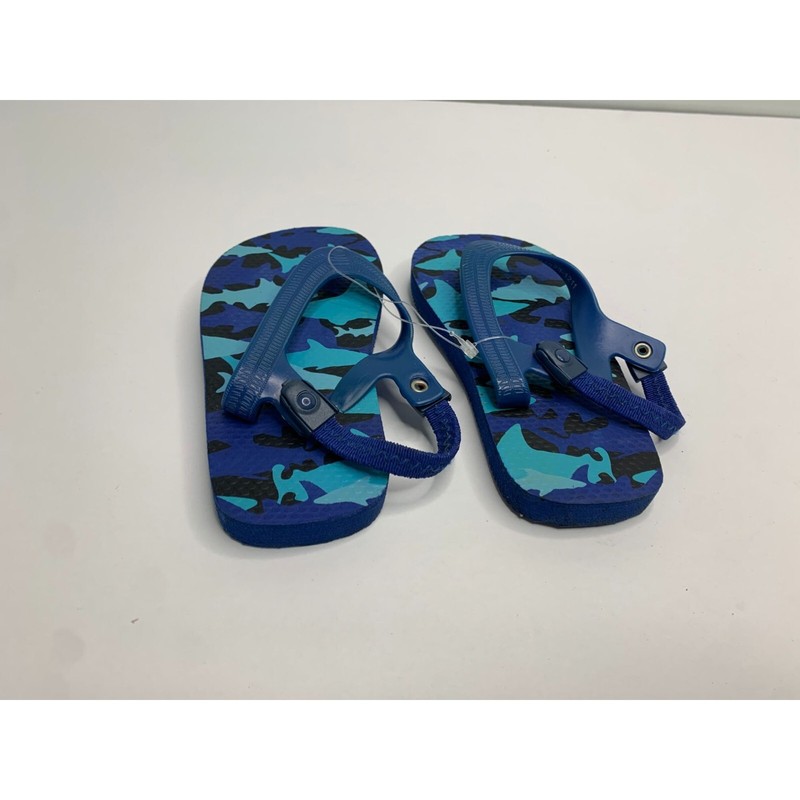 Toddler Size 7 8 Blue Camo Flip Flop Sandals Sharks Thongs