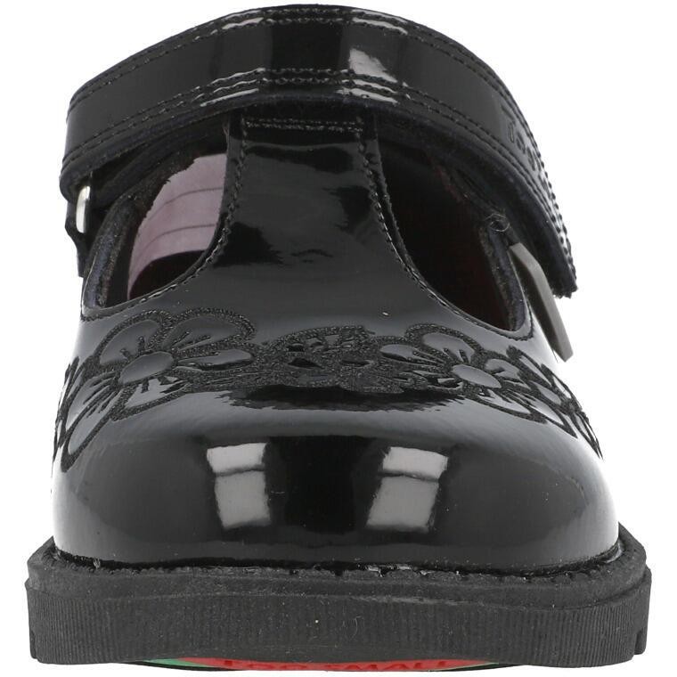 ToeZone Flo Flower School Shoes Black Memory Foam Anti-Slip Kids Girls