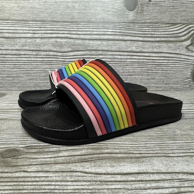 Tommy Bahama Girls Black Rainbow Slip On Slides/Sandals Size 1 NEW
