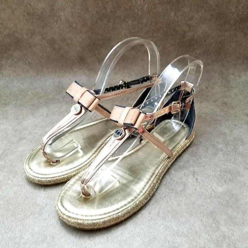 Tommy Hilfiger Big Girls Sz 3 M Gold Thong Slingback Sandals Flats