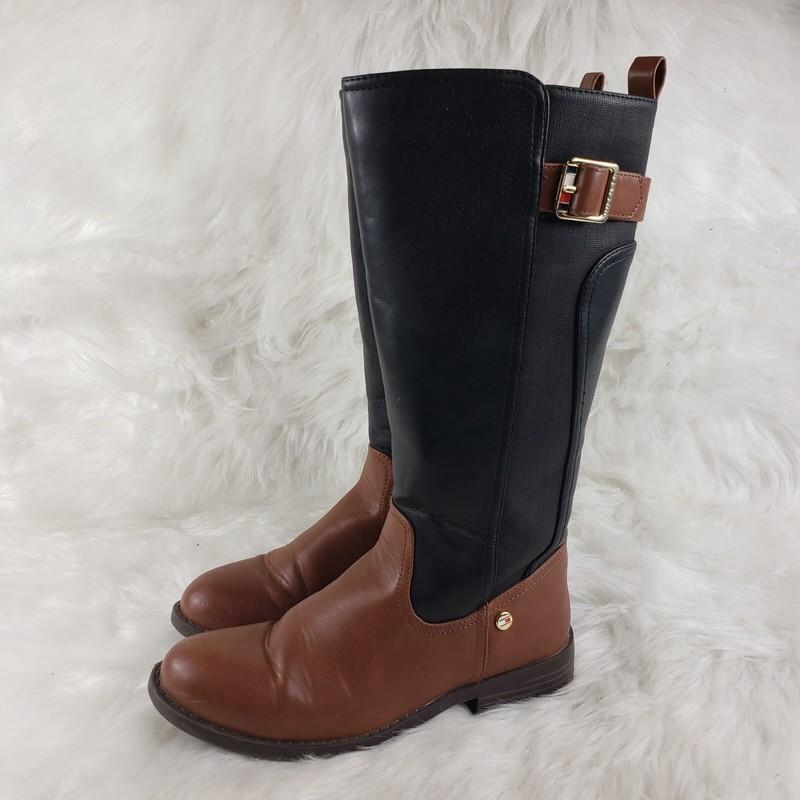 TOMMY HILFIGER Black Brown Riding Style Boots Youth Size US 2 EUR 32.5
