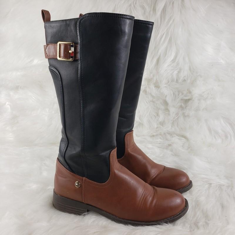 TOMMY HILFIGER Black Brown Riding Style Boots Youth Size US 2 EUR 32.5