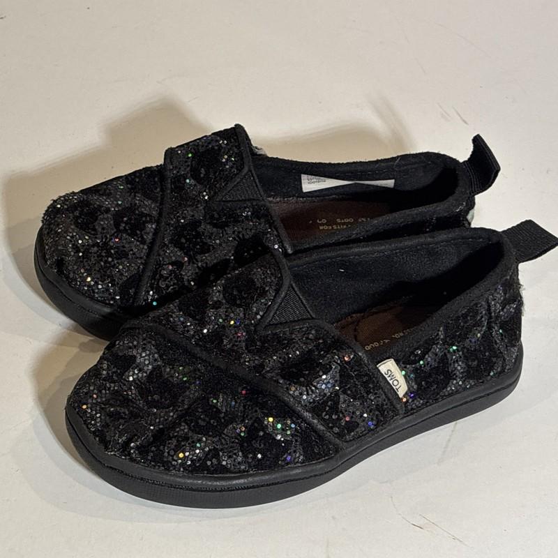 Toms Black Cat Sparkly Tiny Alpargatas - Size 7 / EU 23.5