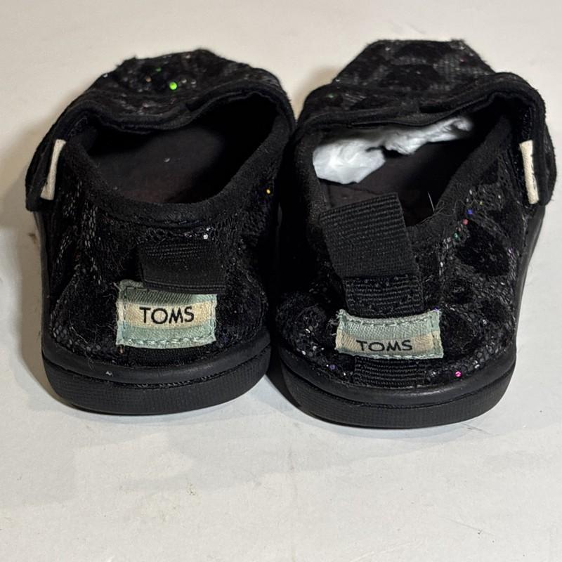 Toms Black Cat Sparkly Tiny Alpargatas - Size 7 / EU 23.5