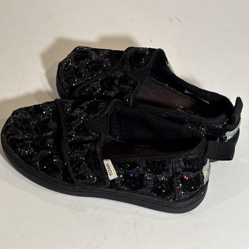 Toms Black Cat Sparkly Tiny Alpargatas - Size 7 / EU 23.5