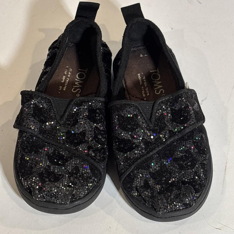 Toms Black Cat Sparkly Tiny Alpargatas - Size 7 / EU 23.5
