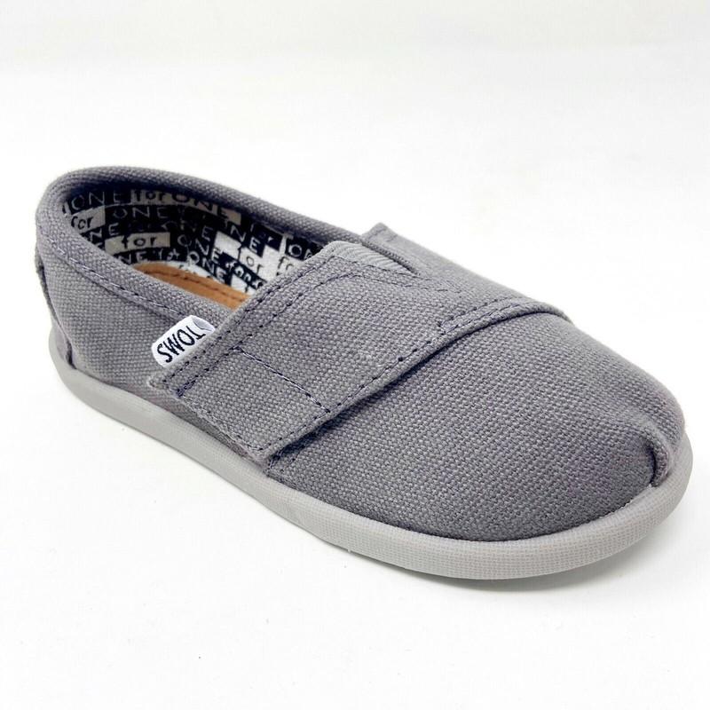 Toms Classics Ash Tiny Toddler Slip On Casual Canvas Flat Shoes