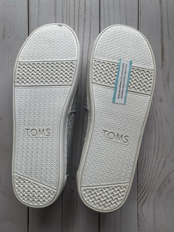 TOMS Girls Alpargata Silver Iridescent Glimmer Glitter Youth Size 6
