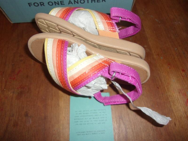 TOMS Tiny Viv Orange/pink Toddler Strappy Sandals Toddler Sz 8 NIB