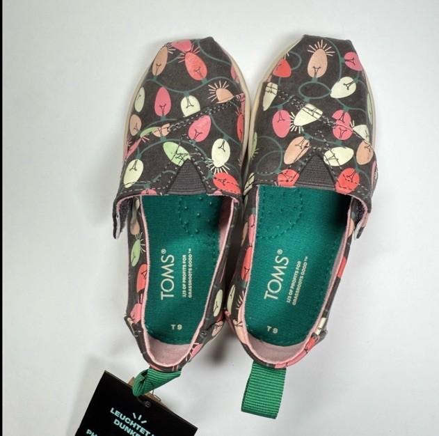 Toms Toddler Girl Shoes Glow In The Dark Slip On Shoes School NWT Size 9C /T9