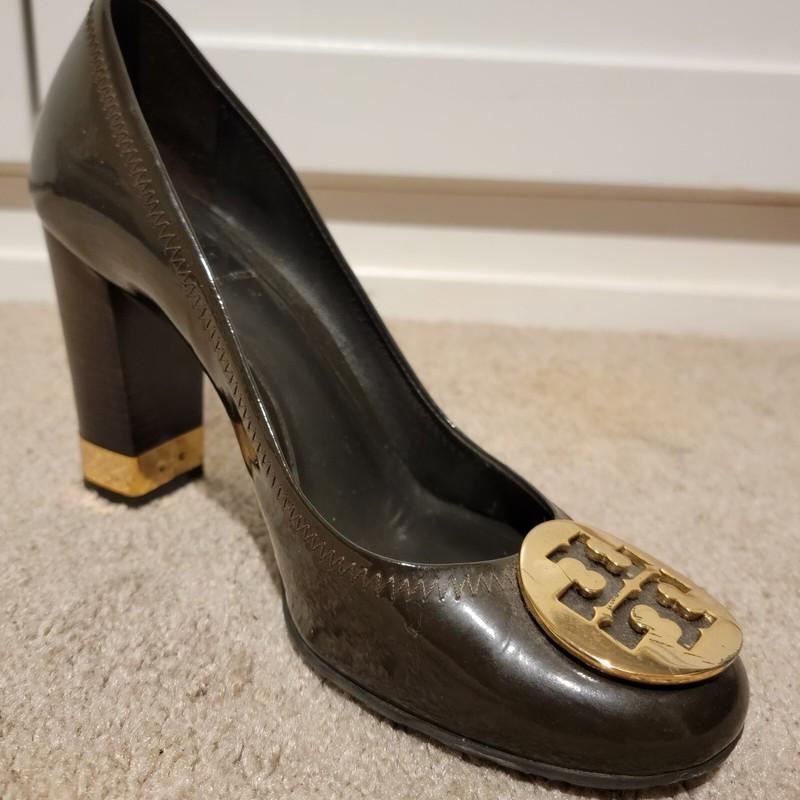 Tory Burch Maddie Brown Patent Leather Pumps Heels Size 8