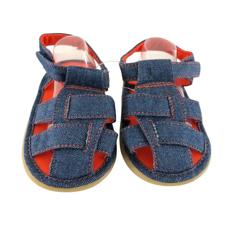Total Baby Sandals Rubber Sole Denim Fisherman Hook & Loop US Size 9-12 Months