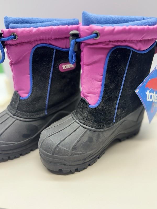 Totes Rain Winter Lined Boots Gray Pink Brand New Size Kids 12 NEW