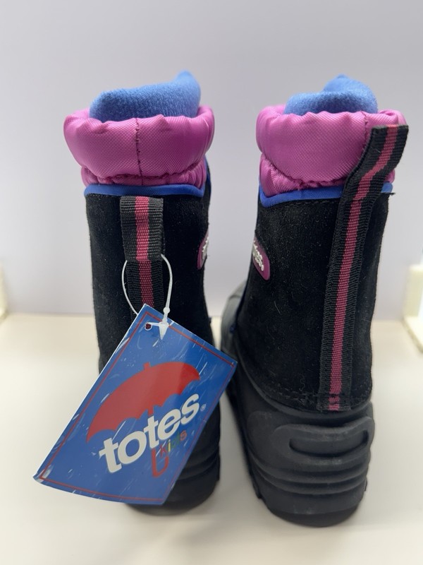 Totes Rain Winter Lined Boots Gray Pink Brand New Size Kids 12 NEW