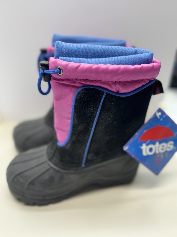 Totes Rain Winter Lined Boots Gray Pink Brand New Size Kids 12 NEW