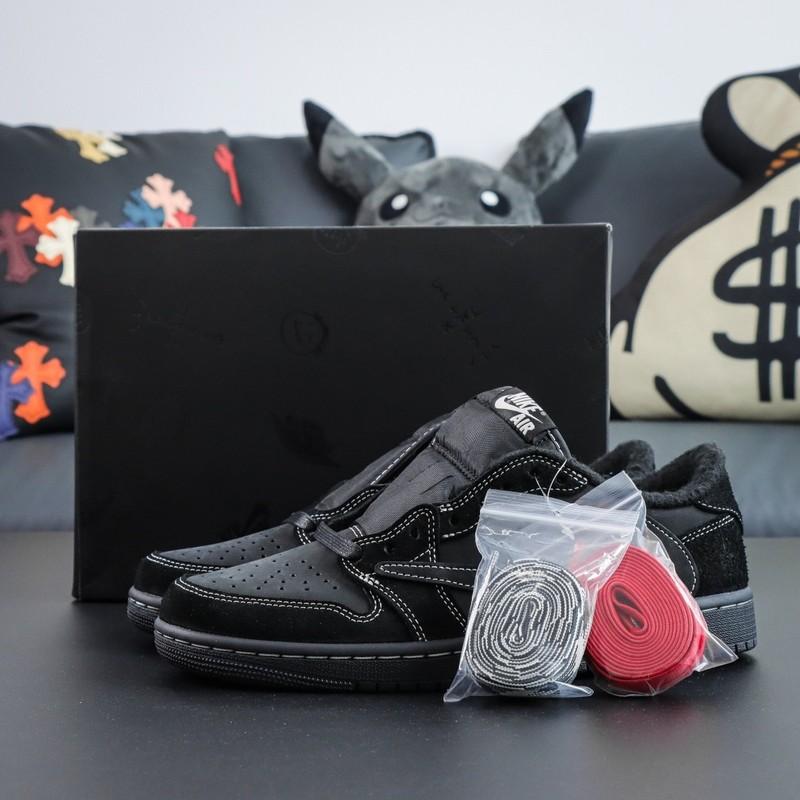 Travis Sc0tt AJ1 Retro Low Black Phantom Fashion Unisex Sneakers