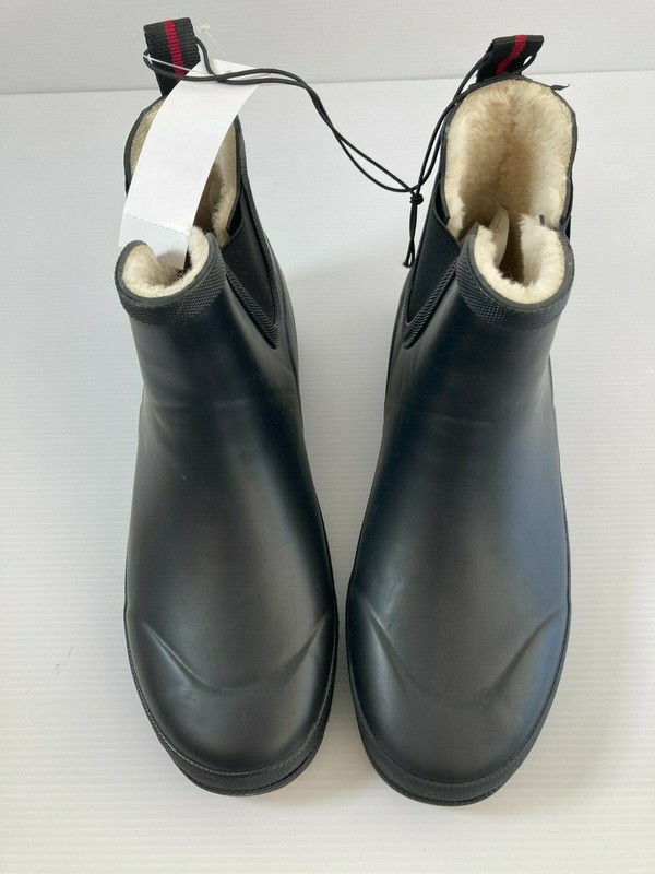 TRETORN WOMENS CHELSEA RAIN BOOT Sz 8 BLACK MEMORY FOAM RUBBER LINED-Pre-owned