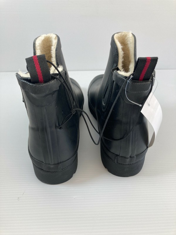 TRETORN WOMENS CHELSEA RAIN BOOT Sz 8 BLACK MEMORY FOAM RUBBER LINED-Pre-owned