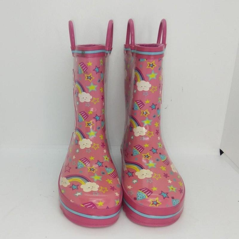 Trolls Poppy Girls Pre-owned Pink W/Graphics Waterproof Rain Boots - Sz. 10