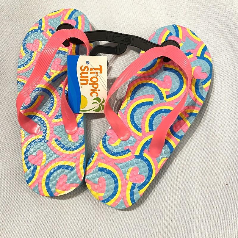 tropic sun girls flip flop summer sandals shoes size 11 12 small pink blue