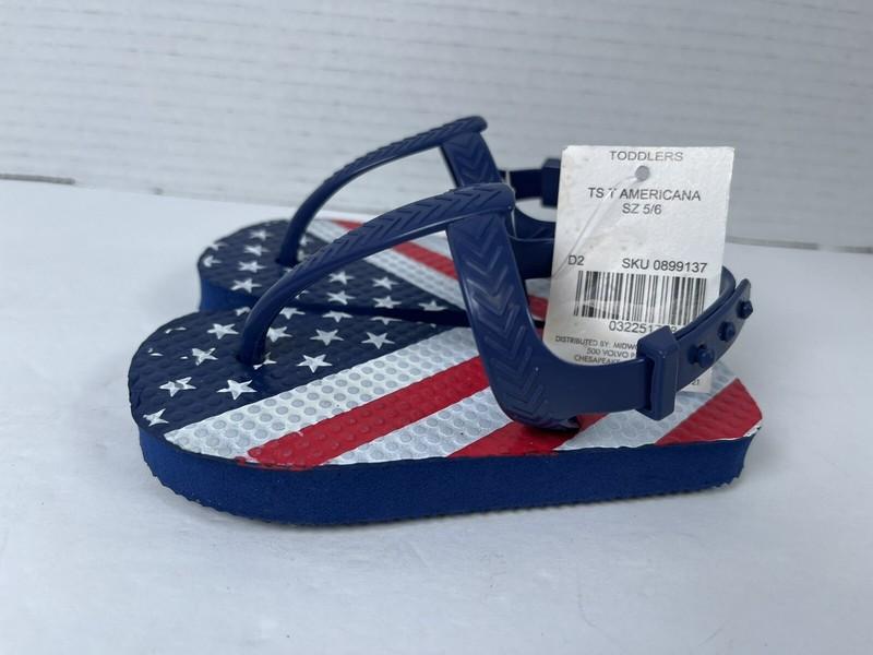 Tropic Sun Toddler Flip Flops American Flag NEW Size 5/6