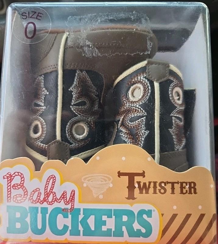 Twister- Baby Bucker Boots Size 0 Stitched Brown Black Brand New