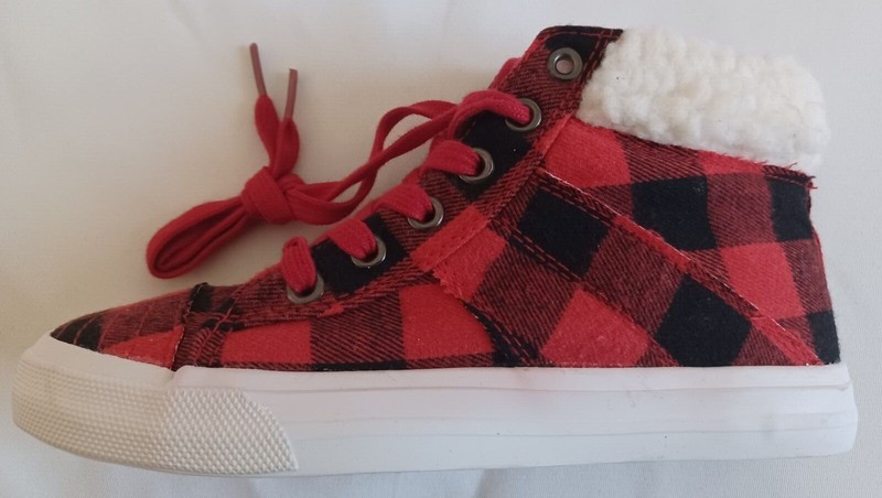 U.S. Sports Girls Plaid High-Top Tennis Shoes with Side Zipper Size 10 2