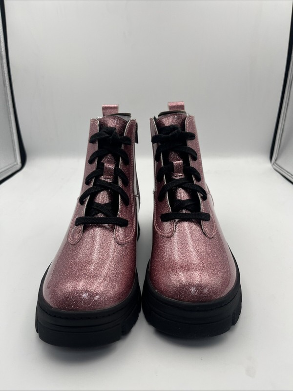 UGG ASHTON LACE UP GLITTER PINK BOOT COMBAT