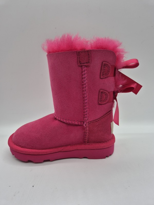 UGG Bailey Bow II Girls Size 9 Suede Boots Satin Bows Girls Pink EUR 26 (334)