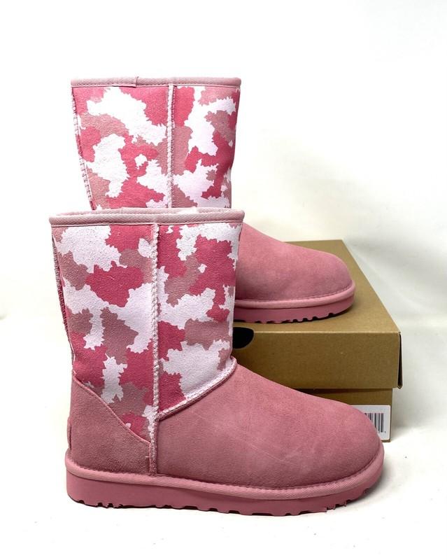 UGG Classic Short Jagged Camo Pink Boots Winter Suede Women's Size 1146110 HNPN