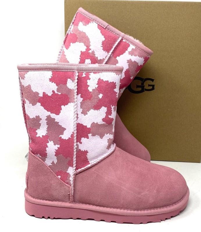 UGG Classic Short Jagged Camo Pink Boots Winter Suede Women's Size 1146110 HNPN