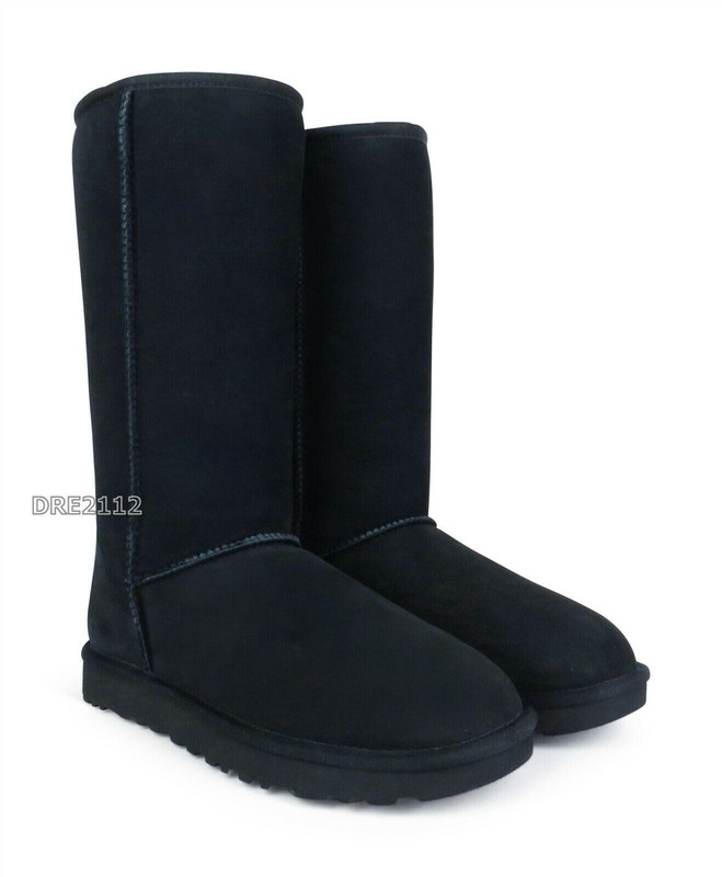 UGG Classic Tall II Black Suede Fur Boots Womens Size 10 *NEW