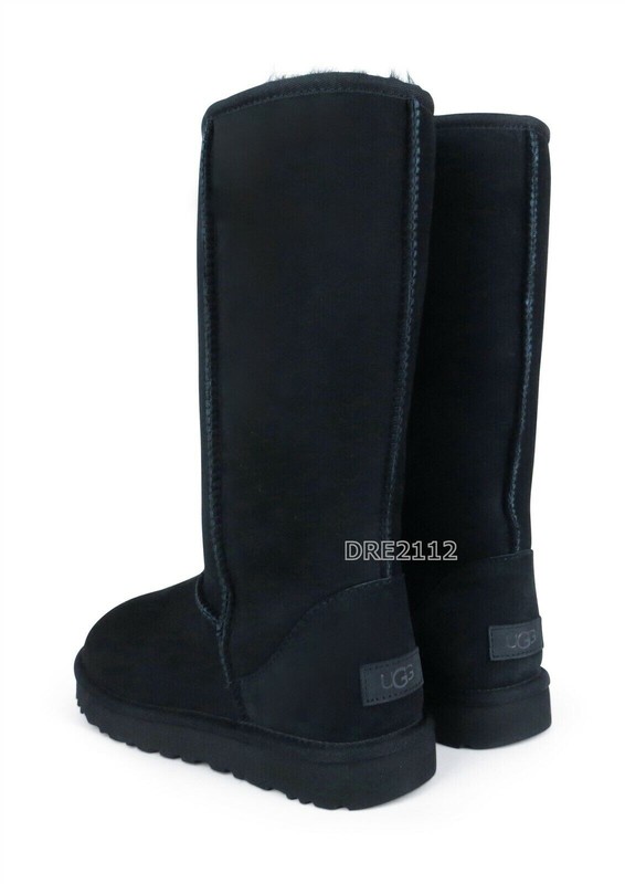 UGG Classic Tall II Black Suede Fur Boots Womens Size 10 *NEW