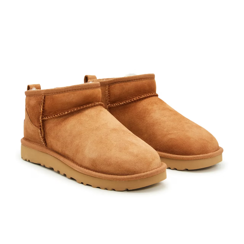 UGG Classic Ultra Mini Chestnut Boots Sheepskin Wool Women's Shoes New And Box