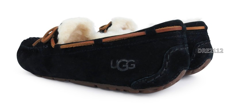 UGG Dakota Black Suede Fur Slippers Womens Size 8 -NIB