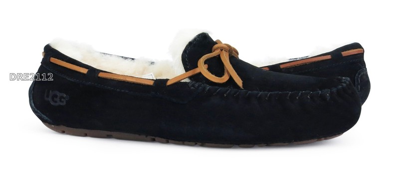 UGG Dakota Black Suede Fur Slippers Womens Size 8 -NIB