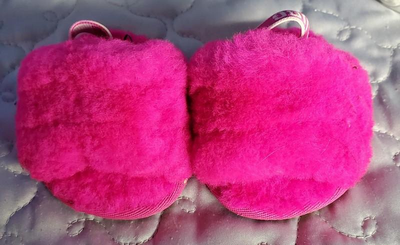 Ugg Fluff Yeah Hot Pink Girls Sheepskin Slingback Slippers 6-12 Months