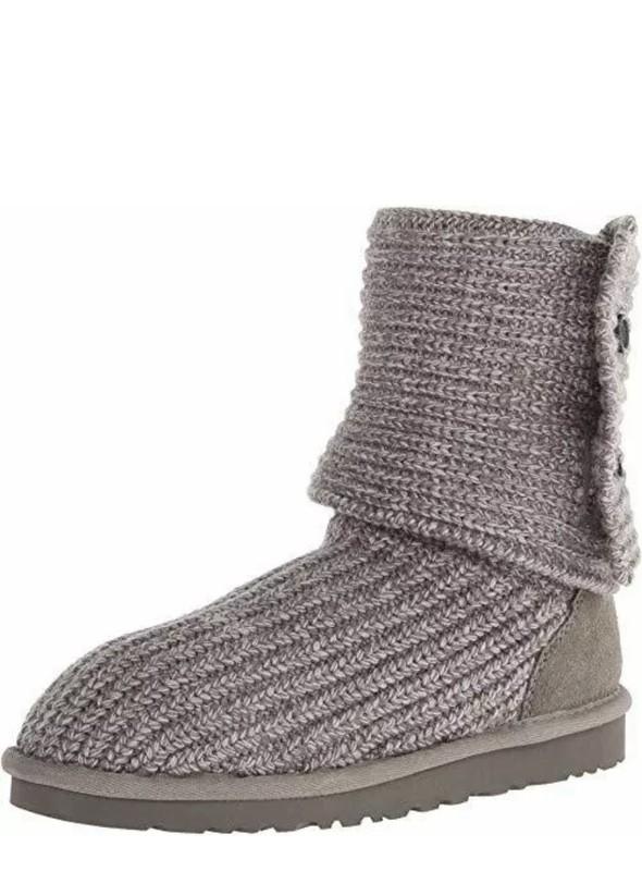 UGG Kids Cardy Gray Tall Or Foldover Knit Boots 5649 Little Kids Size 2