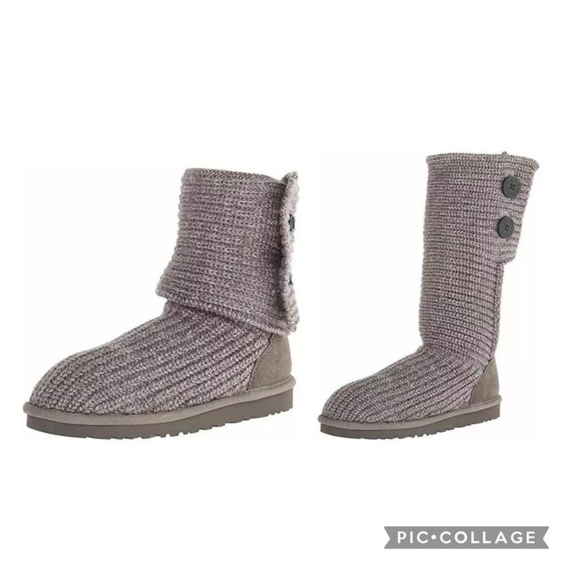 UGG Kids Cardy Gray Tall or Foldover Knit Boots 5649 Little Kids Size 2