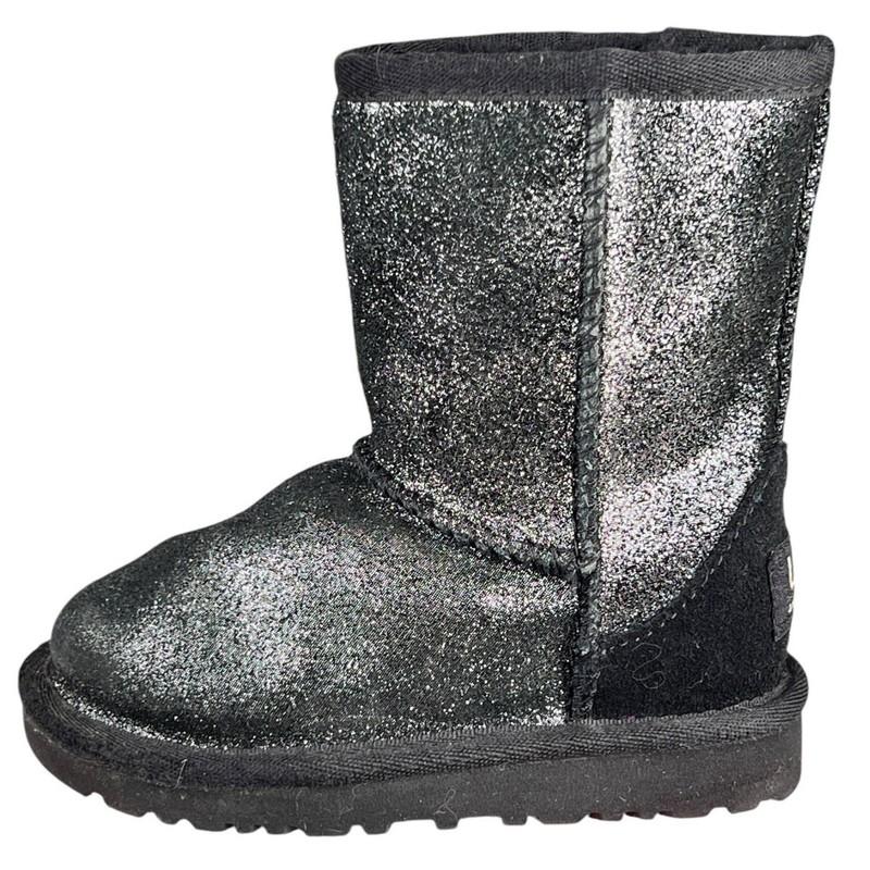 UGG Kids Classic Metallic Black Glitter Winter Snow Boot Size US 6